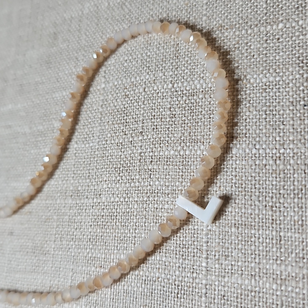 "L" Mother Of Pearl Beaded Necklace